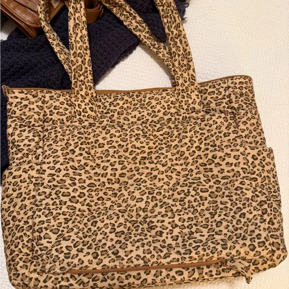 BEIS Tan Leopard Print Tote Bag/Diaper Bag - Picture 2 of 5